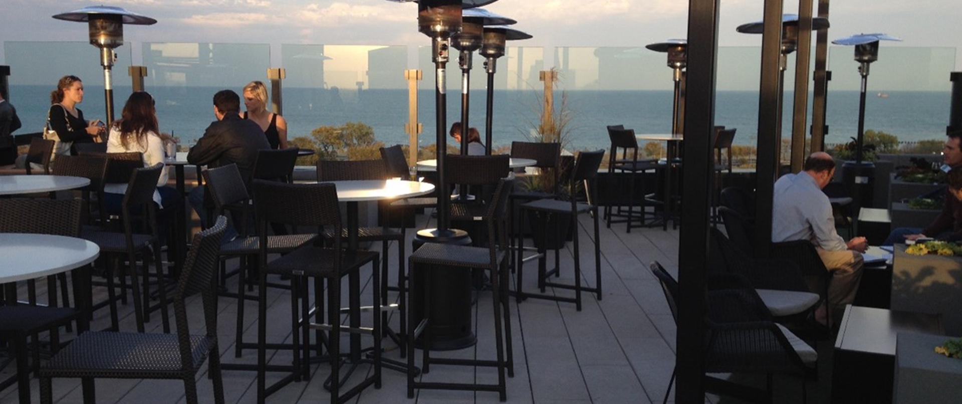 Rooftop Seating with View of Lake Michigan