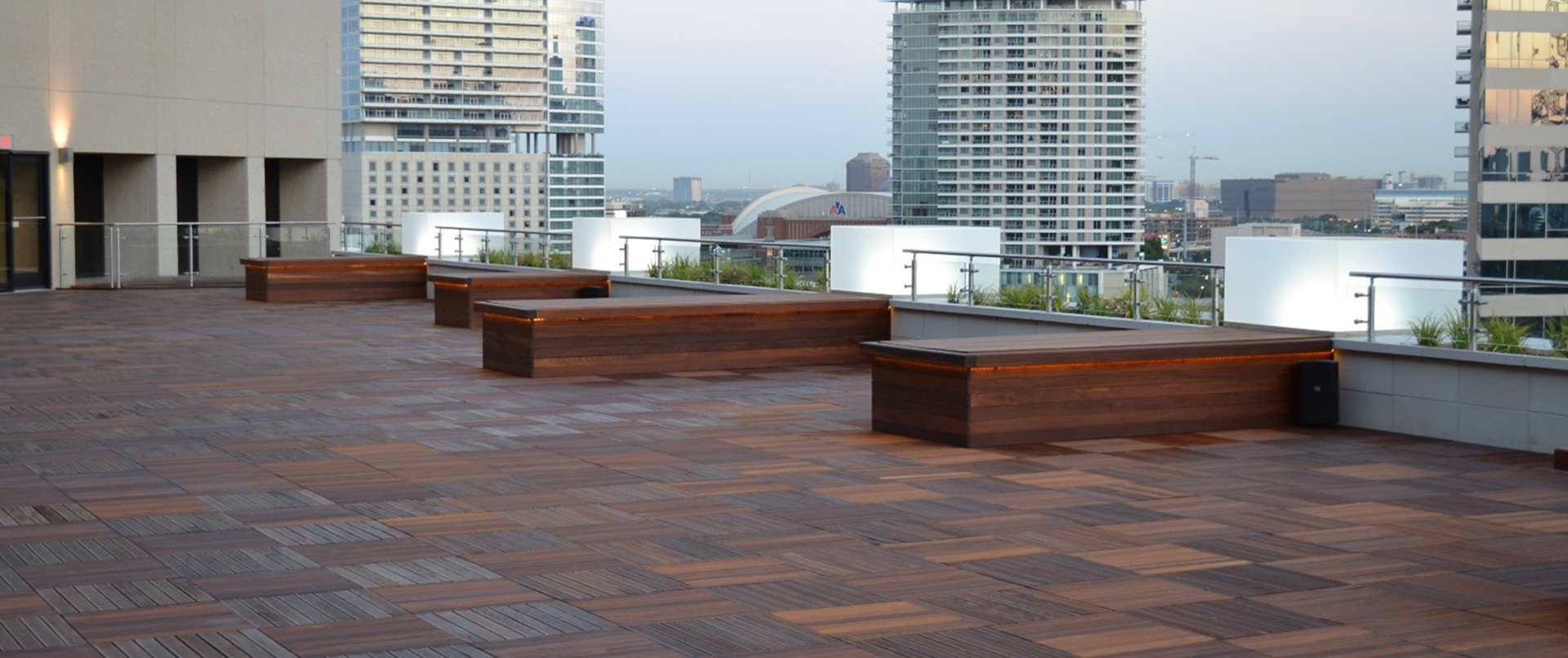 Spacious Rooftop Wood Tile Deck