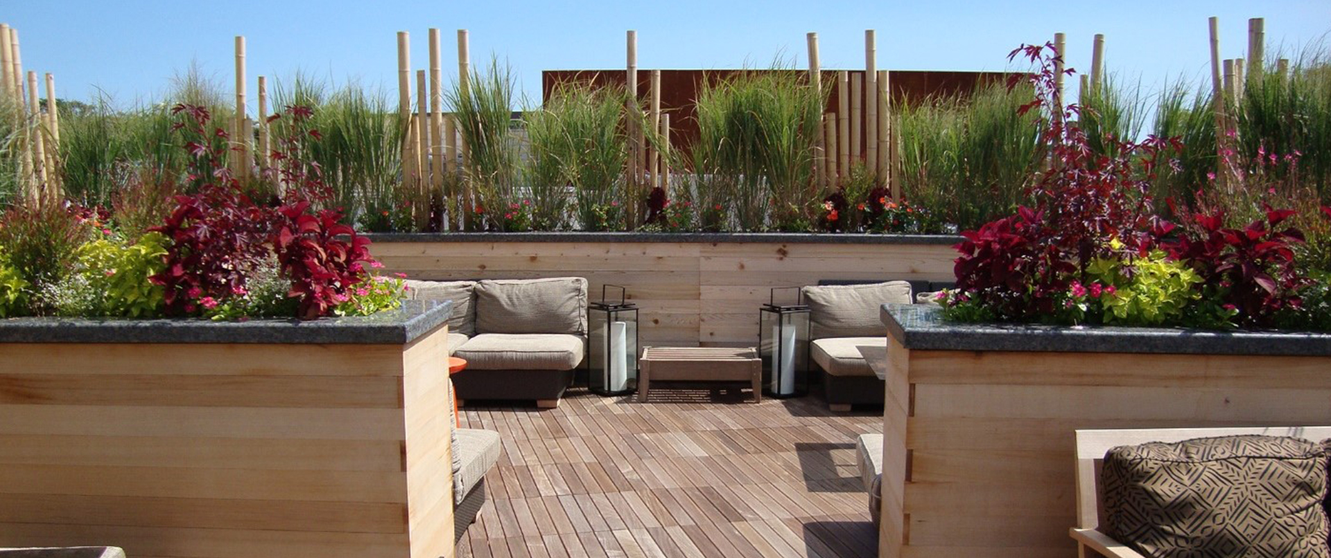 Bright Wooden Rooftop Seating